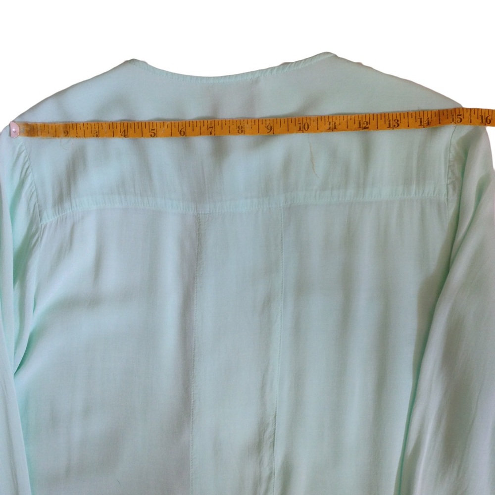 Anthropologie Blouse Maeve Clara Mint Green Long Sleeve Button Front Size 0 Chic - Picture 10 of 13